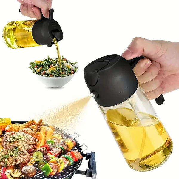 JUVIO Multipurpose Oil Sprayer and Dispenser Glass Jug with lock system (500 ML).