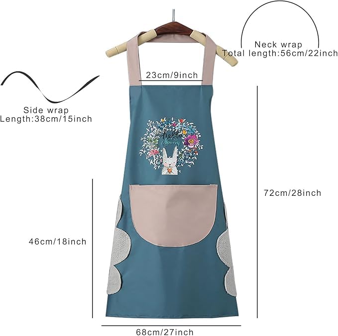 Hand-Wiping Waterproof Kitchen Apron with Big Front Pocket .G