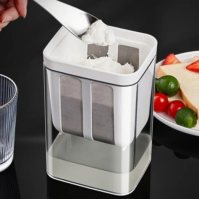 JUVIO Multifunctional Yogurt Strainer for Homemade Greek Yogurt | 1100ml Fine Mesh Curd Maker | BPA-Free Cheese & Whey Separator Container for Healthy Cooking