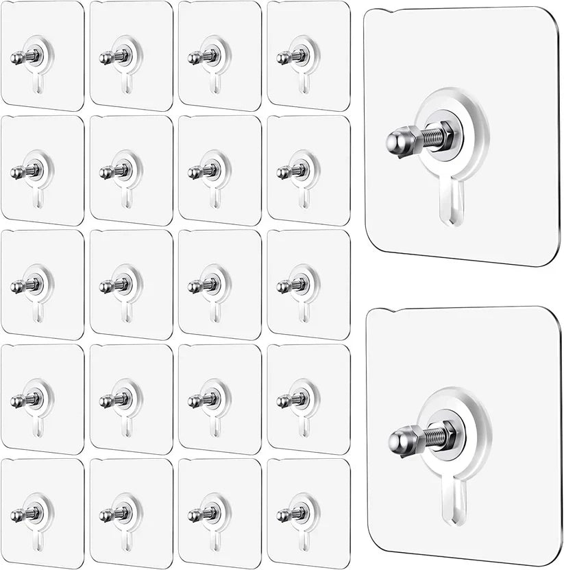 JUVIO Adhesive Wall Hooks, No-Drilling Waterproof Screw for Hanging