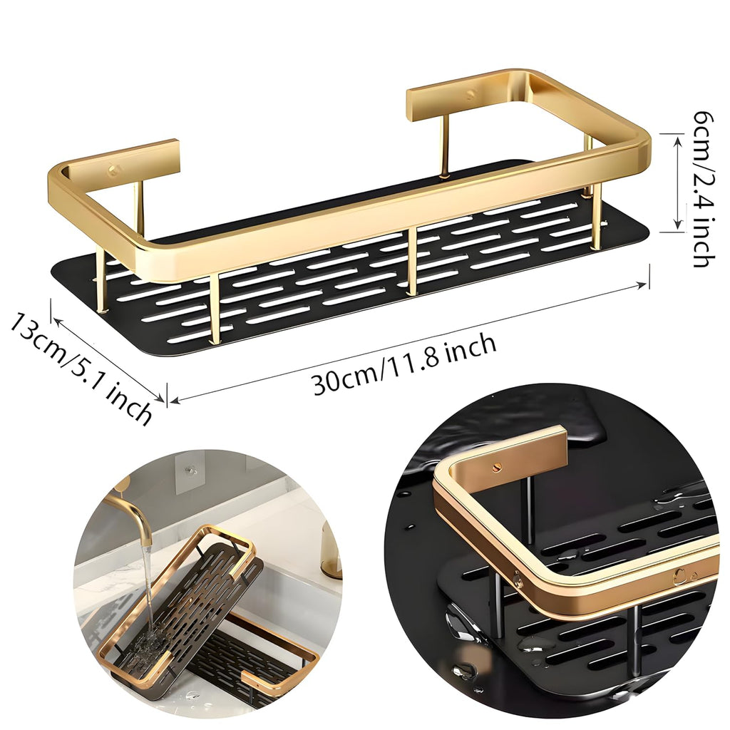 JUVIO Multipurpose Self-Adhesive Bathroom Corner Shelf Rack Bathroom Corner (Pack of 2, Gold)
