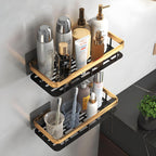 JUVIO Multipurpose Self-Adhesive Bathroom Corner Shelf Rack Bathroom Corner (Pack of 2, Gold)