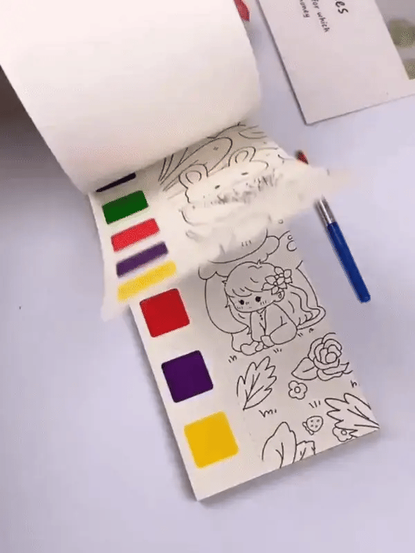 Water Color Painting Book with Brush- Endless Painting, Learning and Fun.