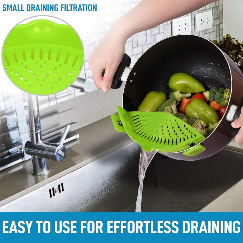 Clip-n-Strain Silicone Pot Strainer/Colander